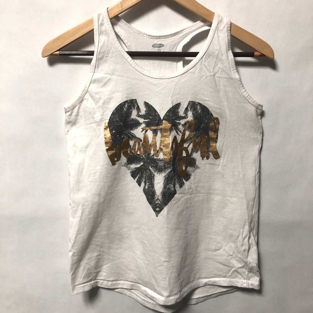 Girls White “Beautiful” Tank Top